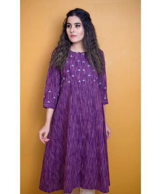 Purple Gota Patti Khadi Cotton Dress 1