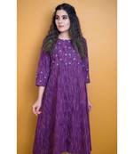 Purple Gota Patti Khadi Cotton Dress
