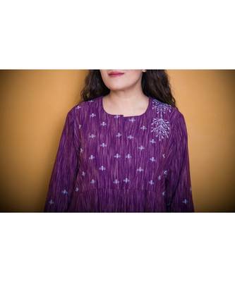 Purple Gota Patti Khadi Cotton Dress 2