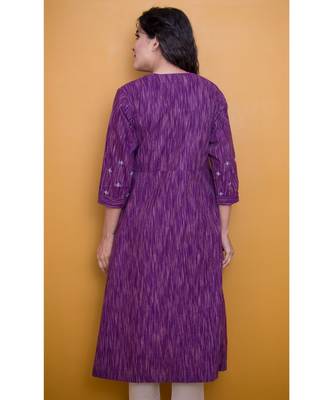 Purple Gota Patti Khadi Cotton Dress 3