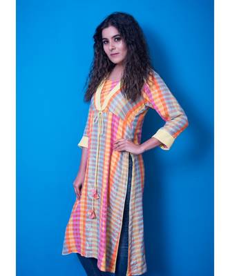 multicoloured khadi cotton kurta 3