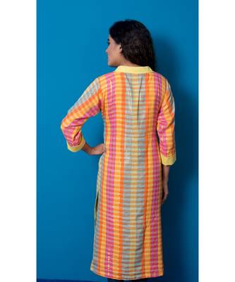 multicoloured khadi cotton kurta 4
