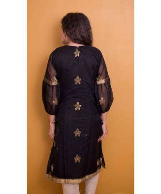 black chanderi work kurta 3