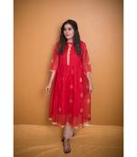 Red Chanderi Work Floral Work Kurta