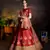 Maroon Gilter Sequins Embroidered Satin Semi Stitched wedding lehenga