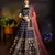 Navy Blue Resham And Sequins Embroidered Satin Semi Stitched wedding lehenga