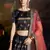 Navy Blue Resham And Sequins Embroidered Satin Semi Stitched wedding lehenga