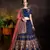 Blue Resham And Sequins Embroidered Satin Semi Stitched wedding lehenga