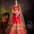 Red Sequins Embroidered Satin Semi Stitched wedding lehenga
