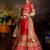 Red Sequins Embroidered Satin Semi Stitched wedding lehenga