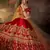 Red Sequins Embroidered Satin Semi Stitched wedding lehenga