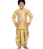 Fawn embroidered brocade boys dhoti kurta