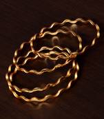 Zig Zag Gold Plated 2 Pairs of Glossy Plain Bangles