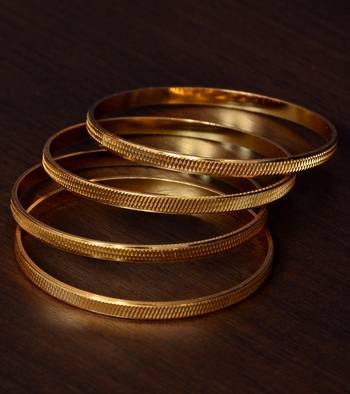 Two Pairs of Gold Plated Glossy Bangles for Women 2