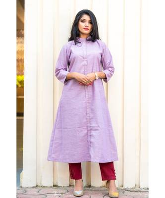 light purple kurta with pearl work 1