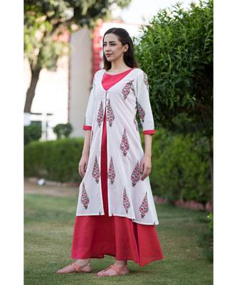 pink printed cotton dresses 1