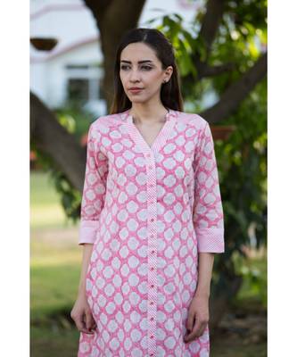 pink printed cotton dresses 3