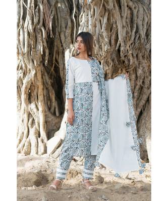 off white printed cotton kurti 1