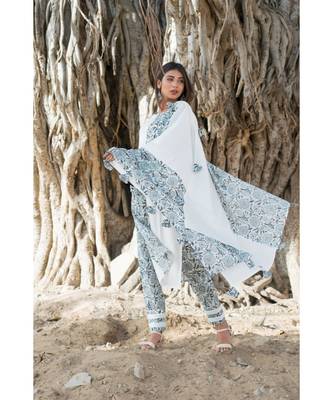 off white printed cotton kurti 3