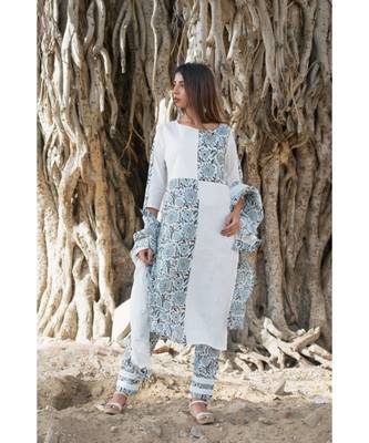 off white printed cotton kurti 5