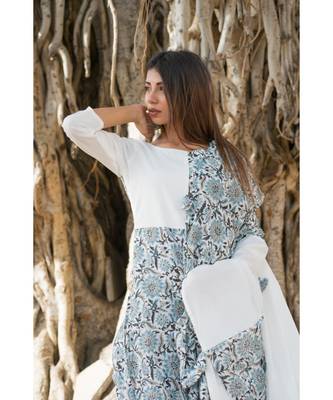 off white printed cotton kurti 6