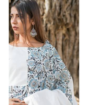 off white printed cotton kurti 7