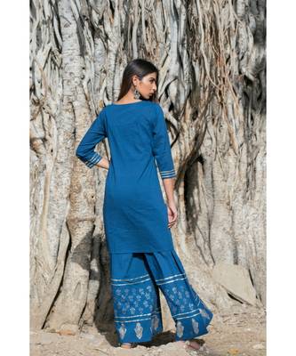 blue printed cotton kurti 2