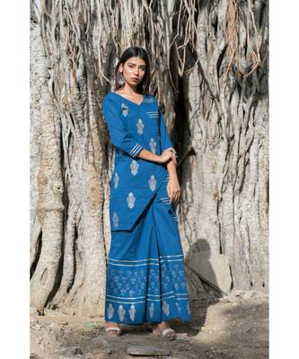 blue printed cotton kurti 3