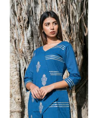 blue printed cotton kurti 4