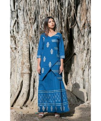 blue printed cotton kurti 5