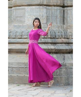 rani pink printed cotton kurti 2