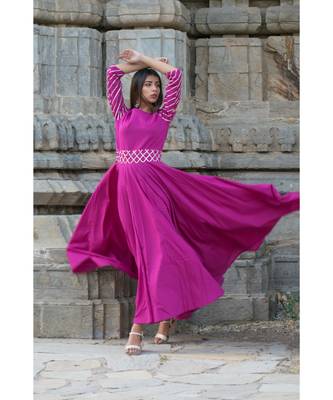 rani pink printed cotton kurti 3