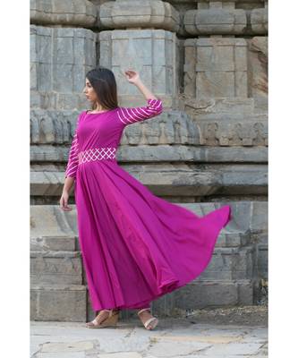 rani pink printed cotton kurti 4