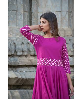 rani pink printed cotton kurti 5