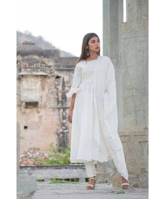 off white printed cotton kurti 1