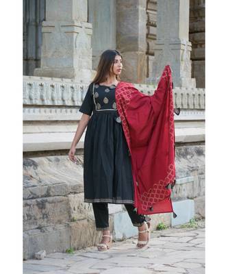 black printed cotton kurti 1