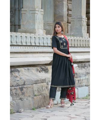 black printed cotton kurti 3