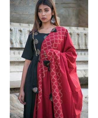 black printed cotton kurti 5