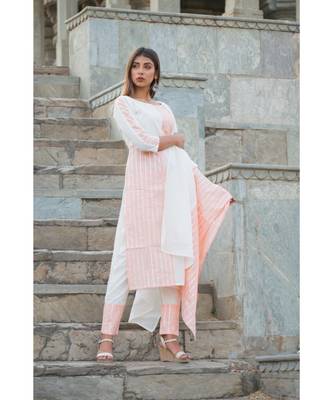 off white printed cotton kurti 1