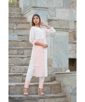 off white printed cotton kurti 7