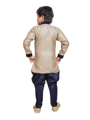 Fawn woven art silk boys sherwani 3