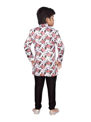 White printed silk blend boys sherwani 3