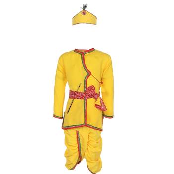 Yellow plain cotton boys kurta pyjama 1