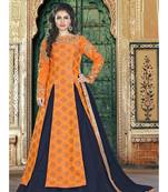 Navy Blue Embroidered Silk Semi Stitched Lehenga With Dupatta