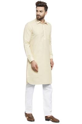 Designer Beige Pathani Lenin Kurta  Pajama 3