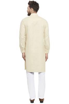 Designer Beige Pathani Lenin Kurta  Pajama 5
