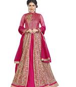 Pink Embroidered Silk Semi Stitched Lehenga With Dupatta