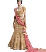 Golden Mirror Net Semi Stitched Lehenga With Dupatta
