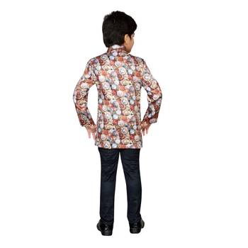 Multicolor printed satin boys indo western dress 3
