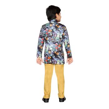 Multicolor printed satin boys indo western dress 2